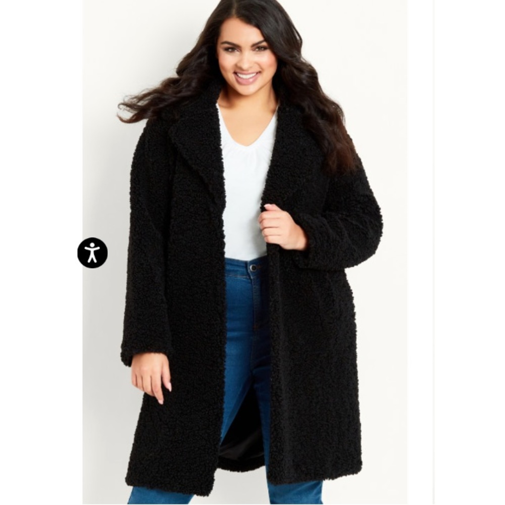 Evans Teddy Coat - black Size 22